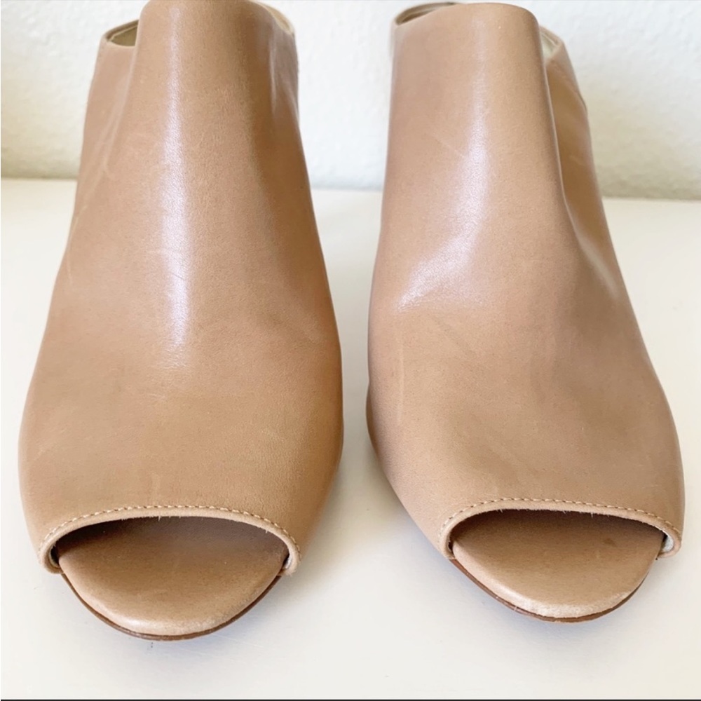 Michael Michael Kors Latte Beige Leather Mules Open Toe Heels Size 8 - Picture 4 of 8